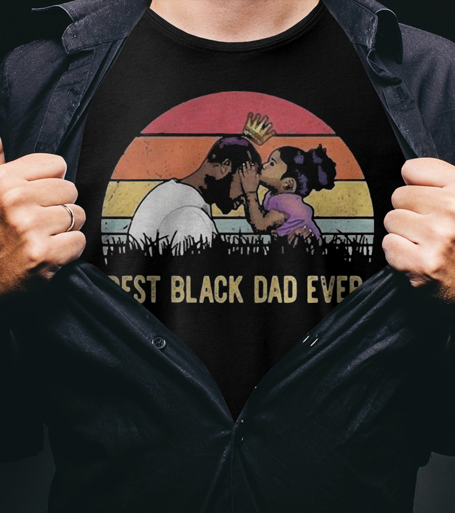 Best Black Dad Ever Vintage Sunset Father And Daughter T-Shirt