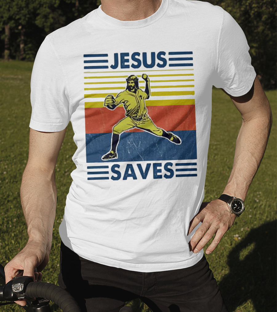 Jesus Saves Baseball Pitcher T-Shirt