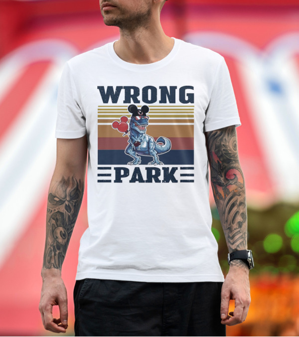 Premium T-Shirt: Wrong Park Dinosaur Rex Mickey Balloon T-Shirt Wrong Park Dinosaur Rex Mickey Balloon T-Shirt