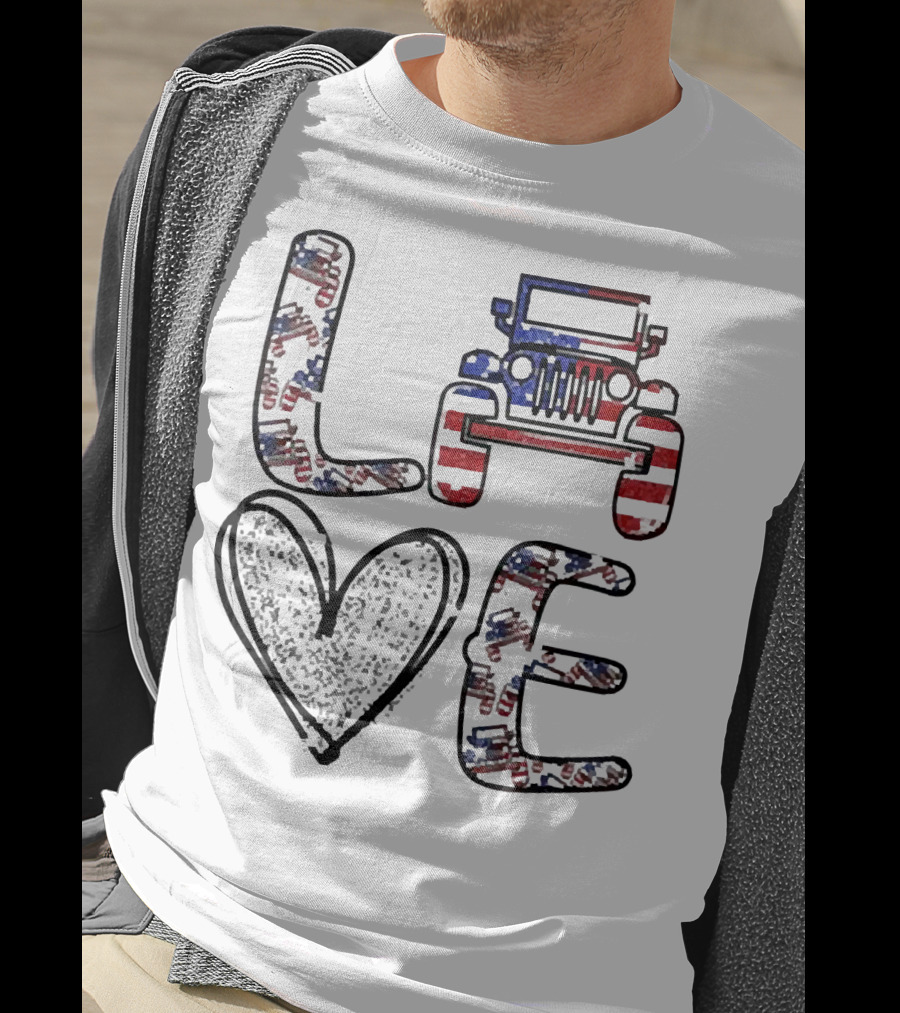 Love Jeep American Flag Enthusiast T-Shirt