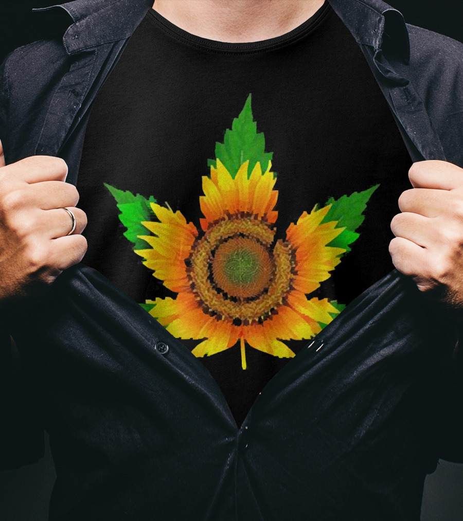 Weed Leaf Sunflower Beautiful T-Shirt