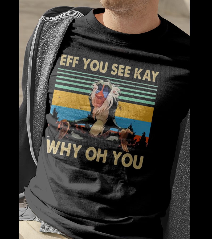 Eff You See Kay Why Oh You Yoga Monkey Retro Sunset T-Shirt