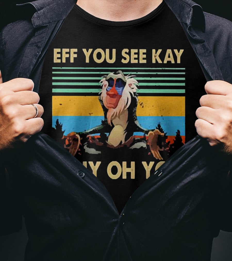 Eff You See Kay Why Oh You Yoga Monkey Retro Sunset T-Shirt