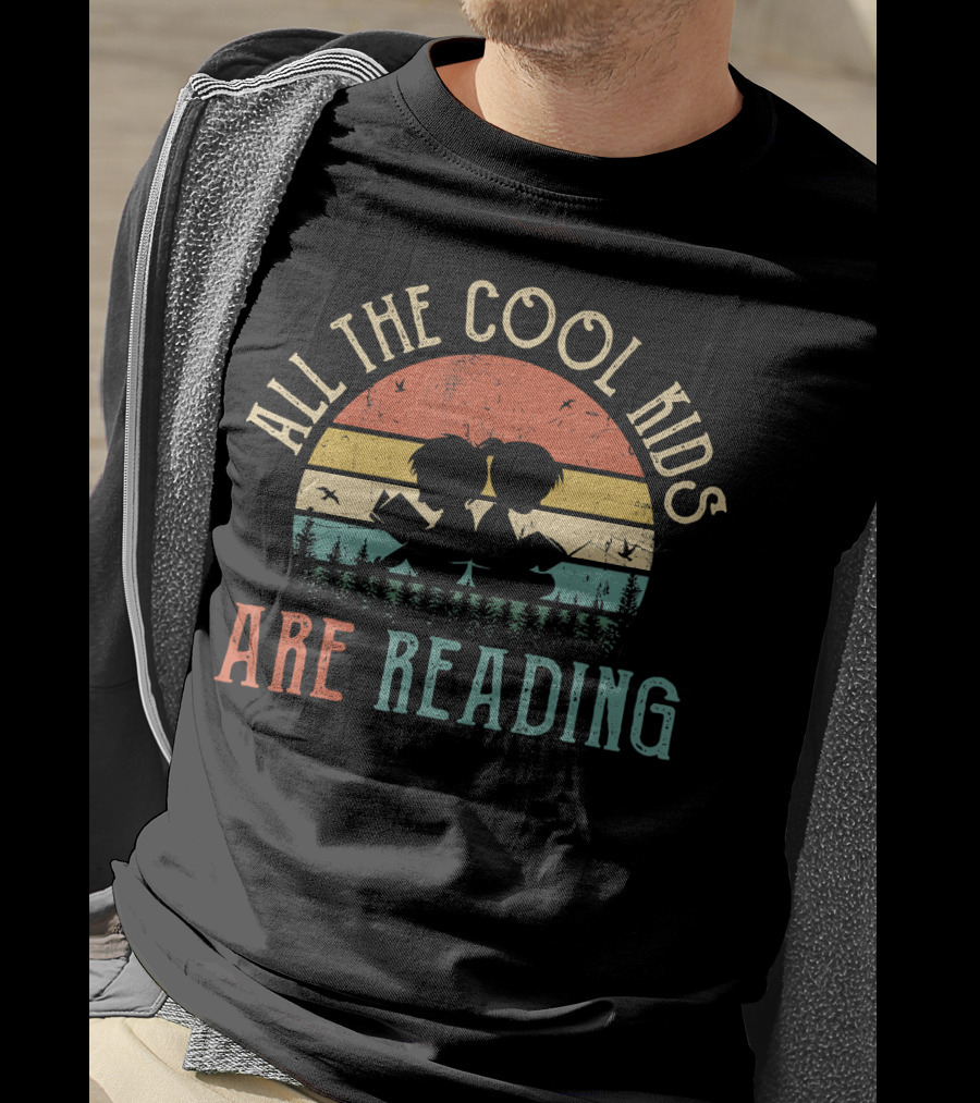 All The Cool Kids Are Reading Vintage Retro Sunset T-Shirt