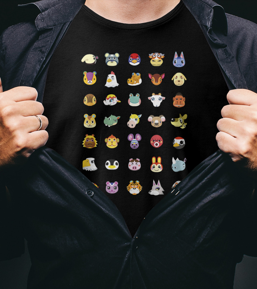 Animal Crossing New Horizons Villager Faces Group Shot T-Shirt