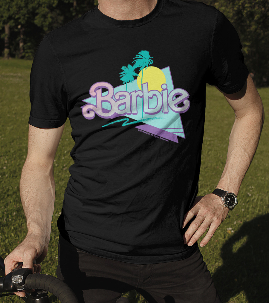Barbie Pastel 90s Retro Logo With Palm Trees And Sunburst T-Shirt