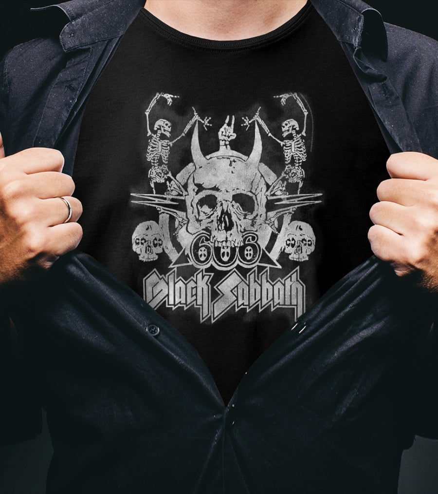 Black Sabbath 666 Vintage Dancing Skeletons Skulls T-Shirt