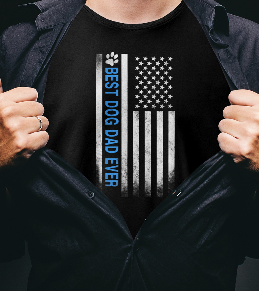 Best Dog Dad Ever American Flag Patriotic Father's Day T-Shirt