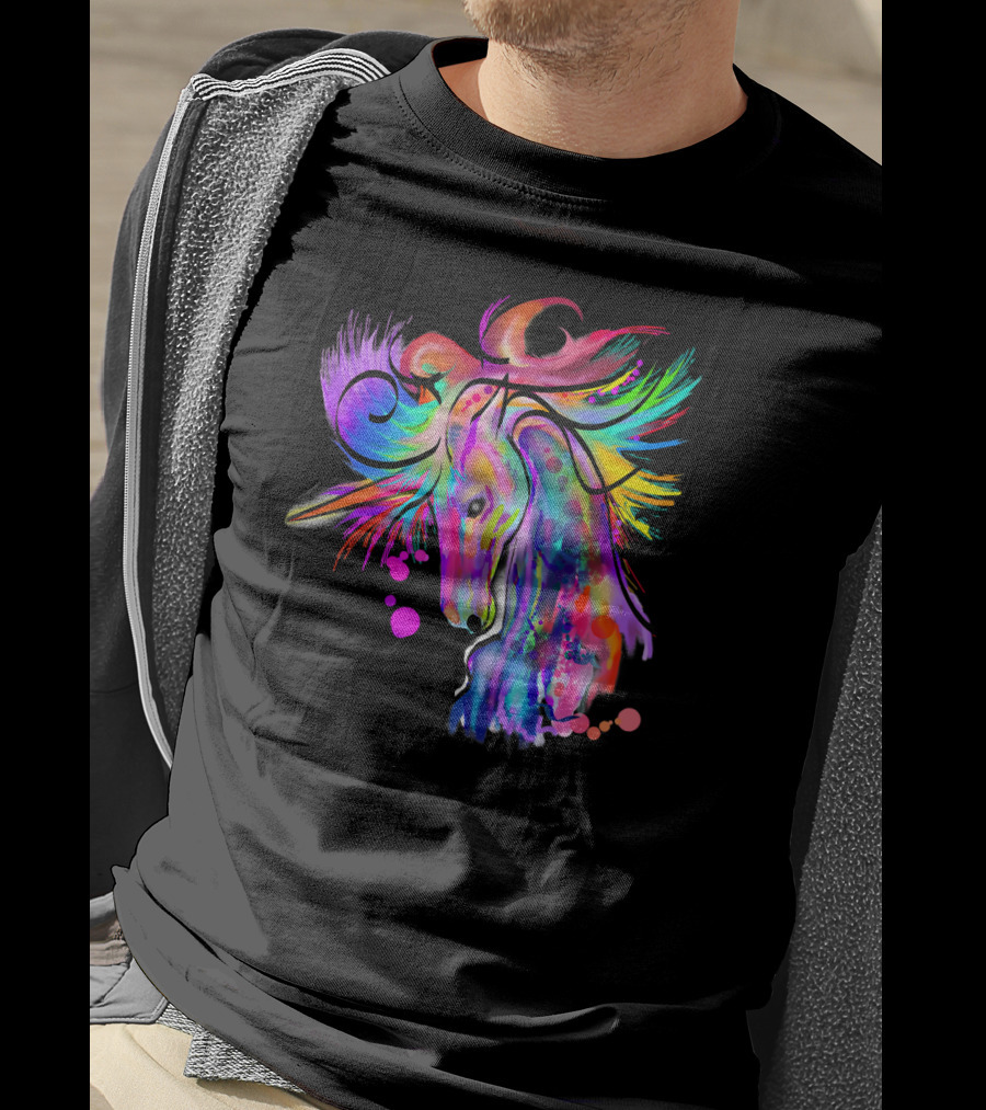 Colorful Rainbow Beautiful Unicorn Artistry T-Shirt