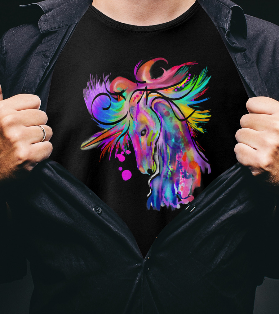 Colorful Rainbow Beautiful Unicorn Artistry T-Shirt