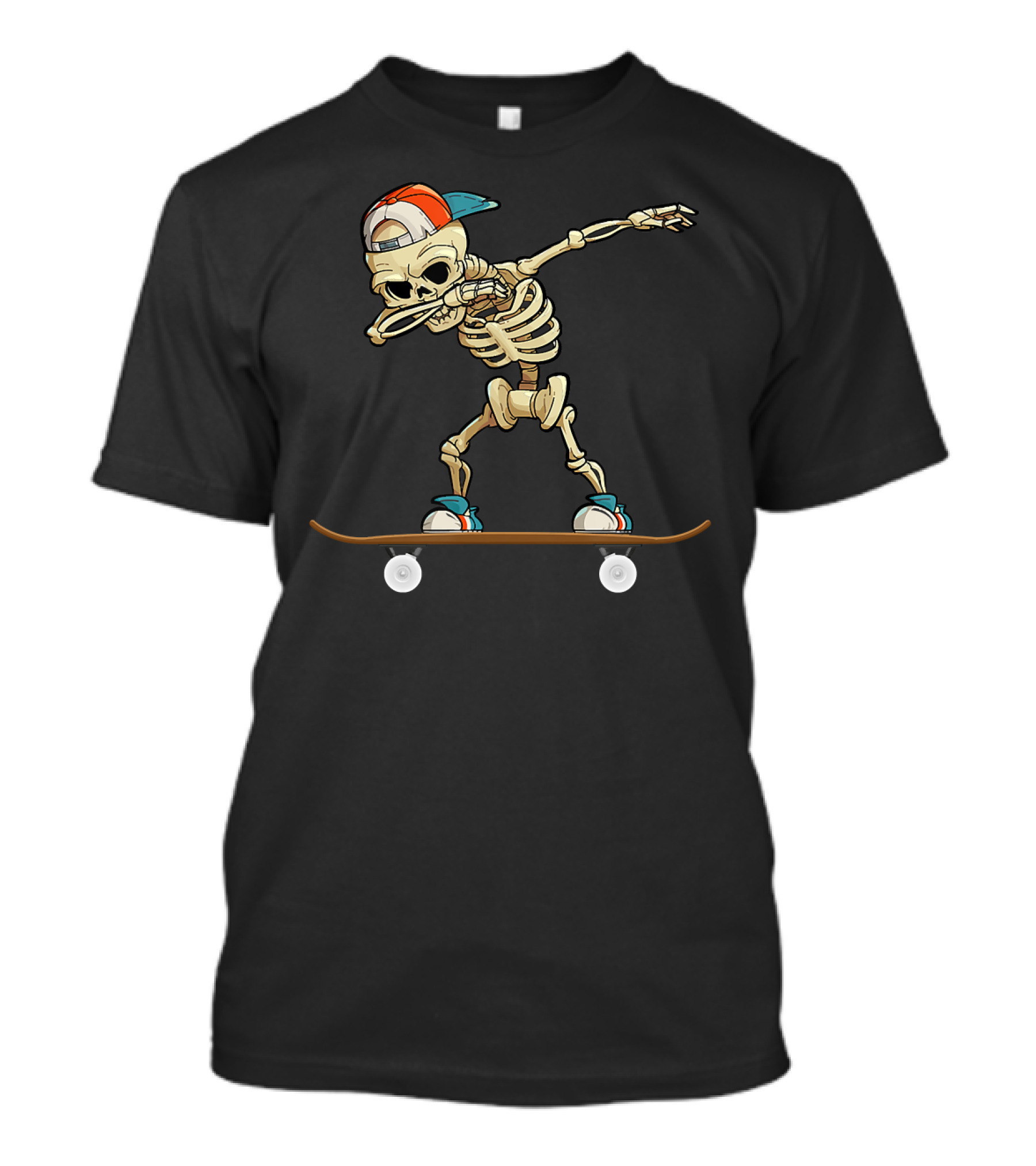 Dabbing Skeleton Skater Cool Skateboard Trick T-Shirt