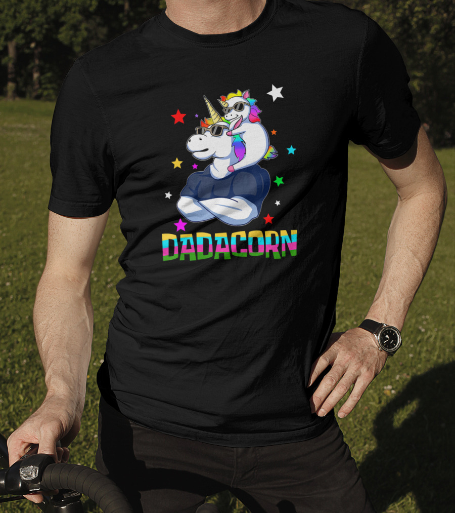 Dadacorn Muscle Unicorn Dad Baby Christmas Papa Stars T-Shirt