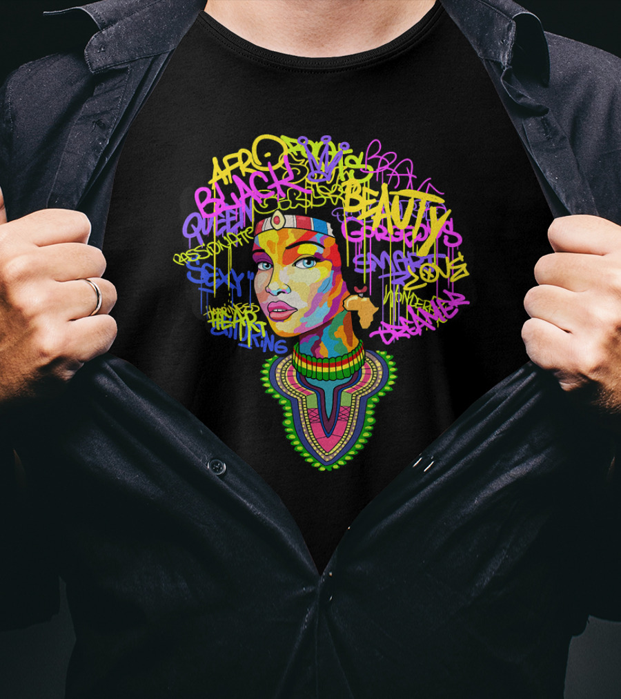 Afro Dashiki Queen Black Beauty Pride Culture Respect Goddess Melanin Love Power T-Shirt