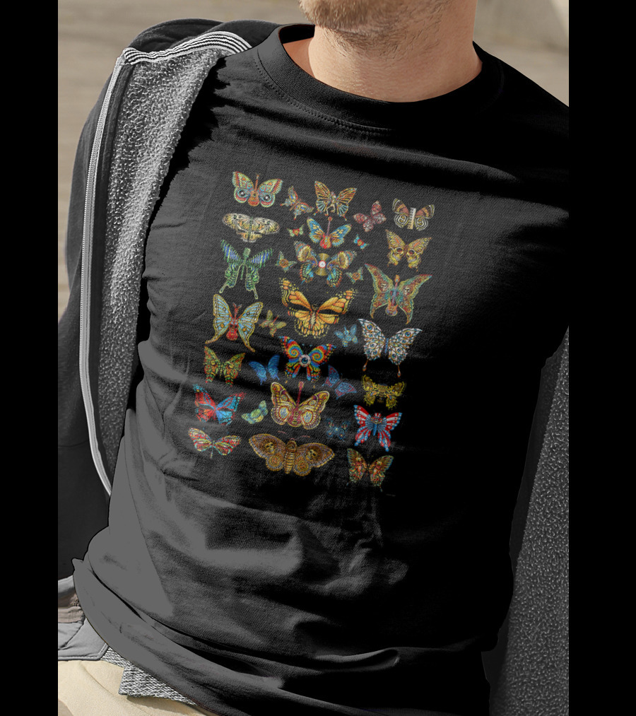 Dead Butterflies Colorful Intricate Patterns Of Various Species T-Shirt