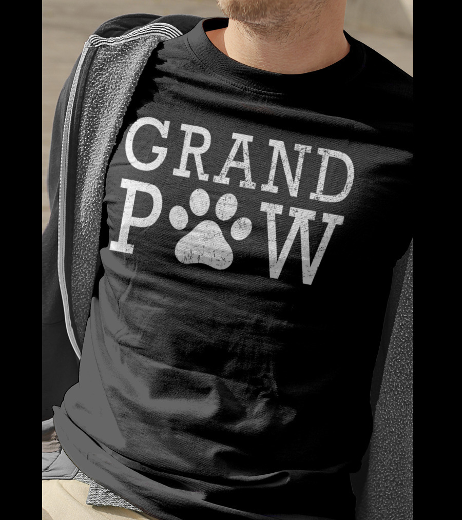 Vintage Funny Grand Paw For Dog Lovers On Grandparents Day T-Shirt