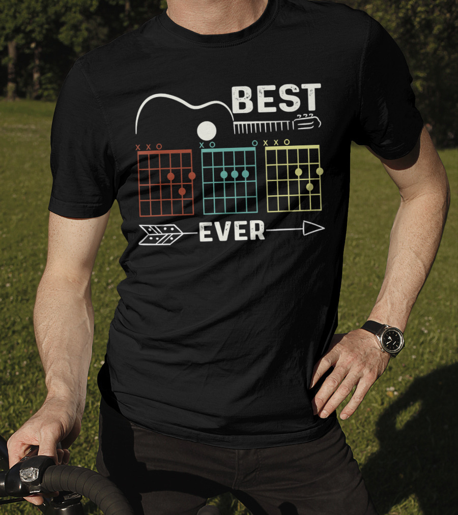 Best Dad Ever Guitar Chords Rock Music Player T-Shirt