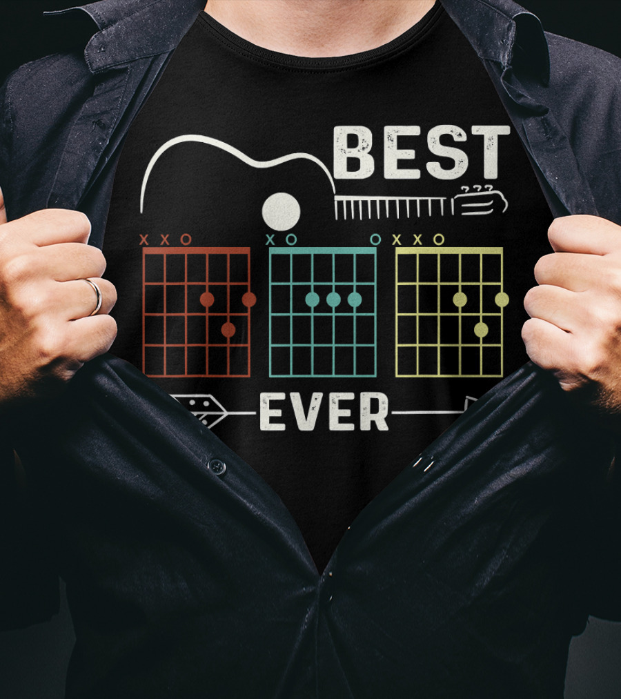 Best Dad Ever Guitar Chords Rock Music Player T-Shirt