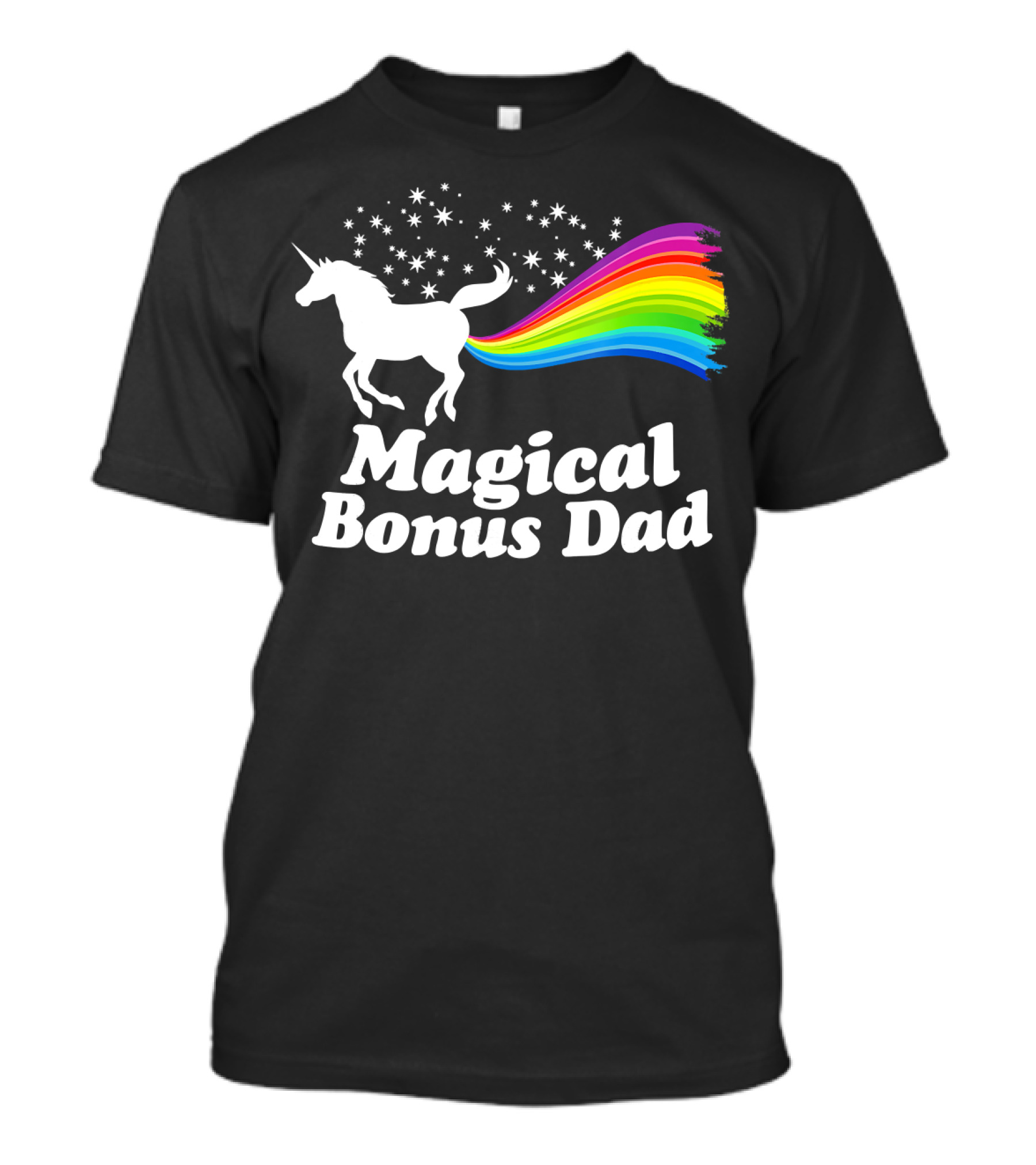 Magical Bonus Dad Unicorn With Rainbow And Stars T-Shirt