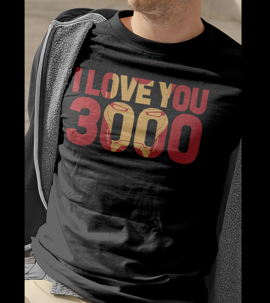Marvel Avengers Endgame Iron Man I Love You 3000 Iconic Text Fill T-Shirt