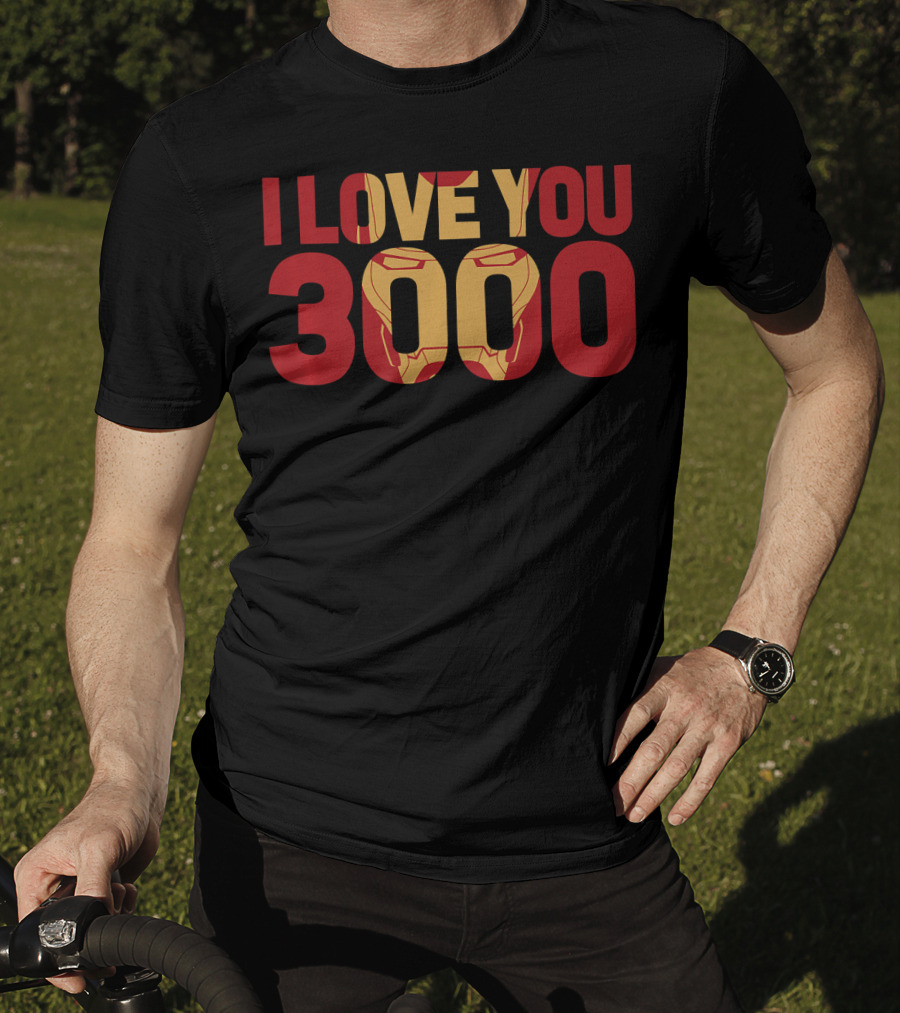 Marvel Avengers Endgame Iron Man I Love You 3000 Iconic Text Fill T-Shirt