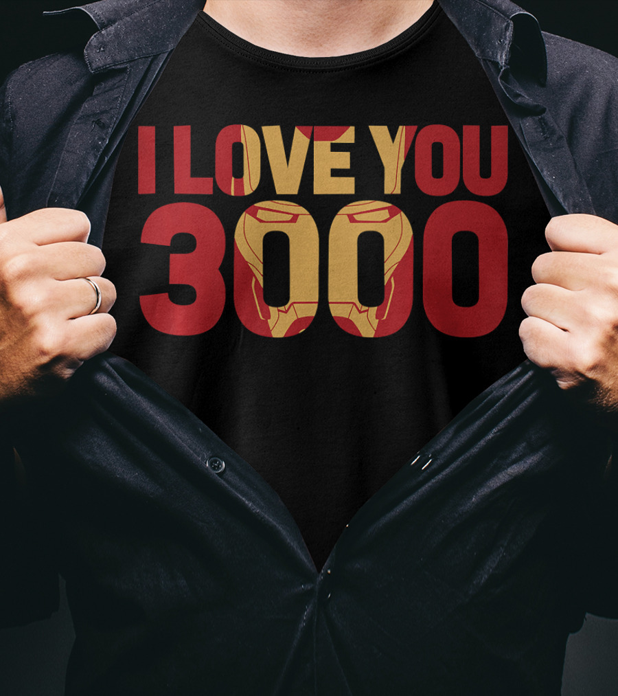 Marvel Avengers Endgame Iron Man I Love You 3000 Iconic Text Fill T-Shirt
