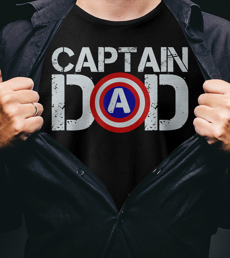 Captain Dad Superhero Christmas Birthday Mens T-Shirt