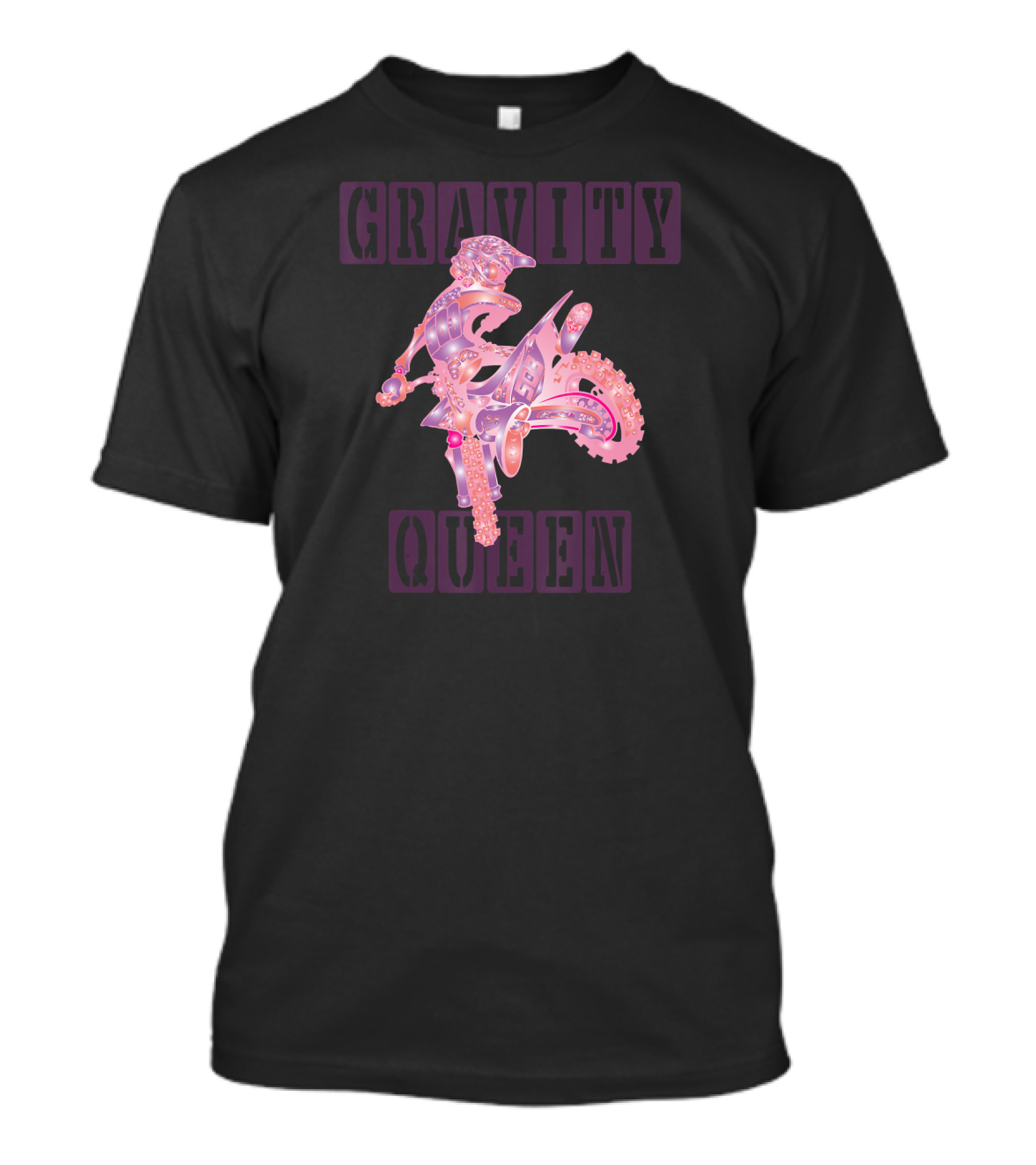 Gravity Queen Dirt Bike Rider Motocross Gravity Check T-Shirt