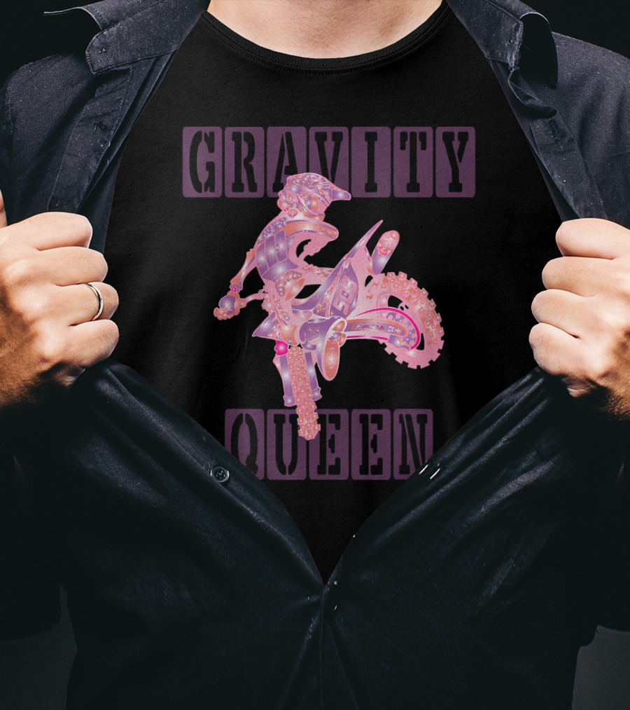 Gravity Queen Dirt Bike Rider Motocross Gravity Check T-Shirt