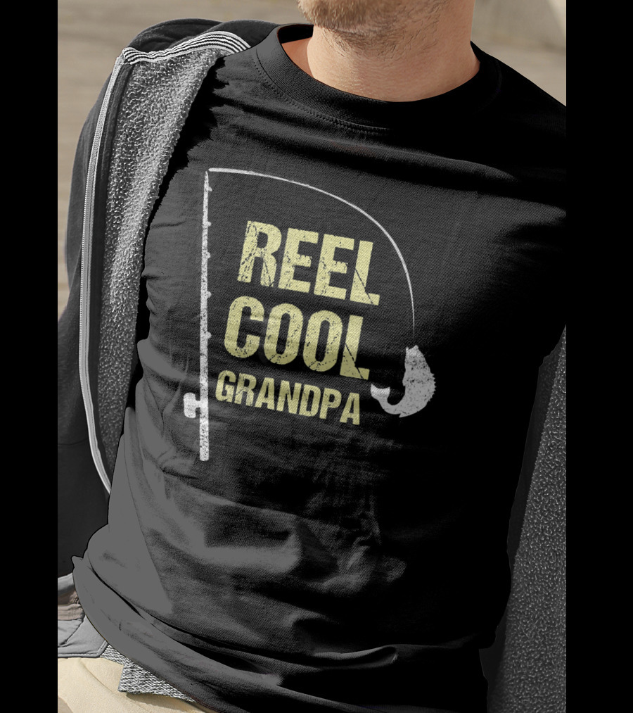 Reel Cool Grandpa Fishing Grandpa Funny Dad Fisherman T-Shirt