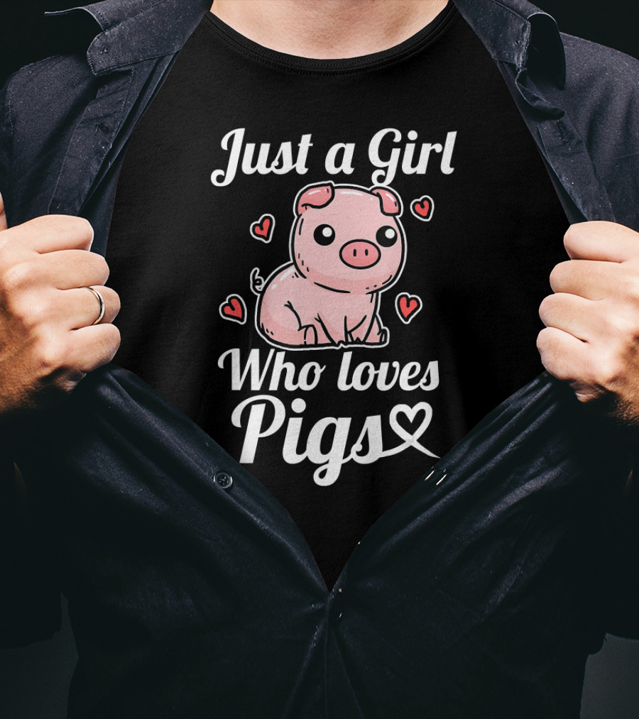 Just A Girl Who Loves Pigs Cute Pig Hearts T-Shirt