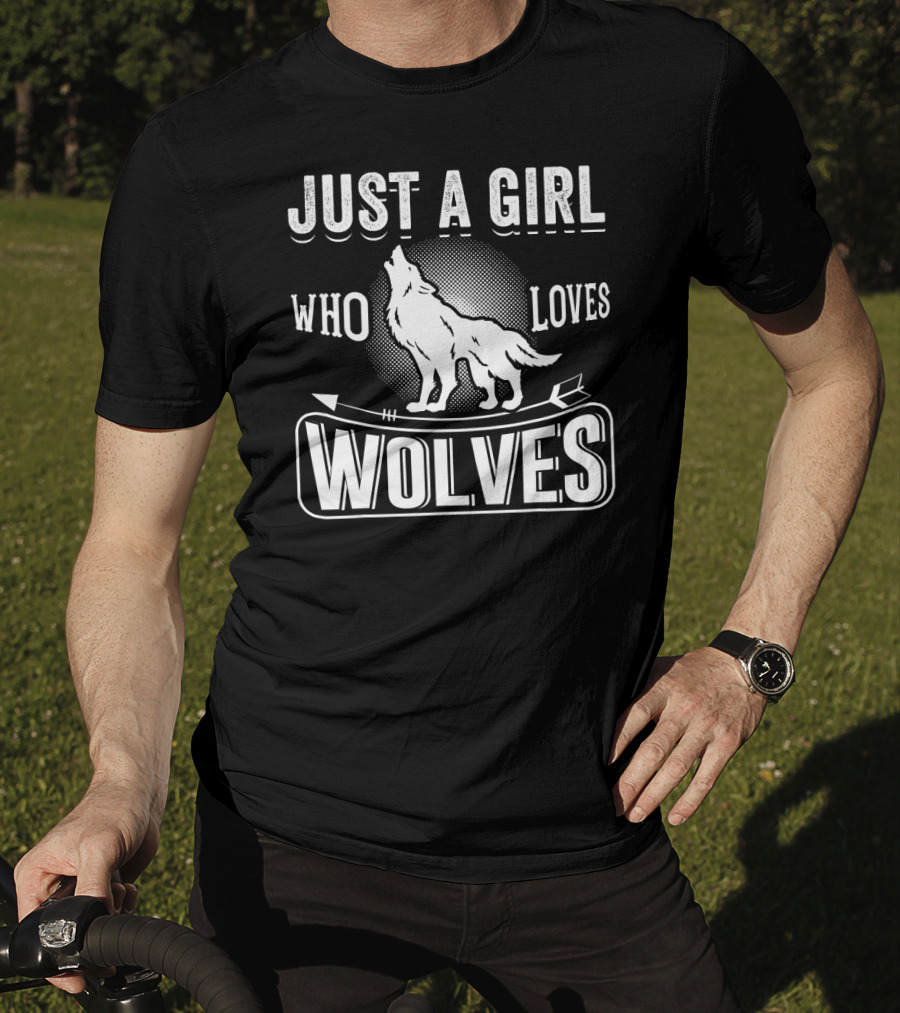 Just A Girl Who Loves Wolves Howling Wolf With Arrow T-Shirt