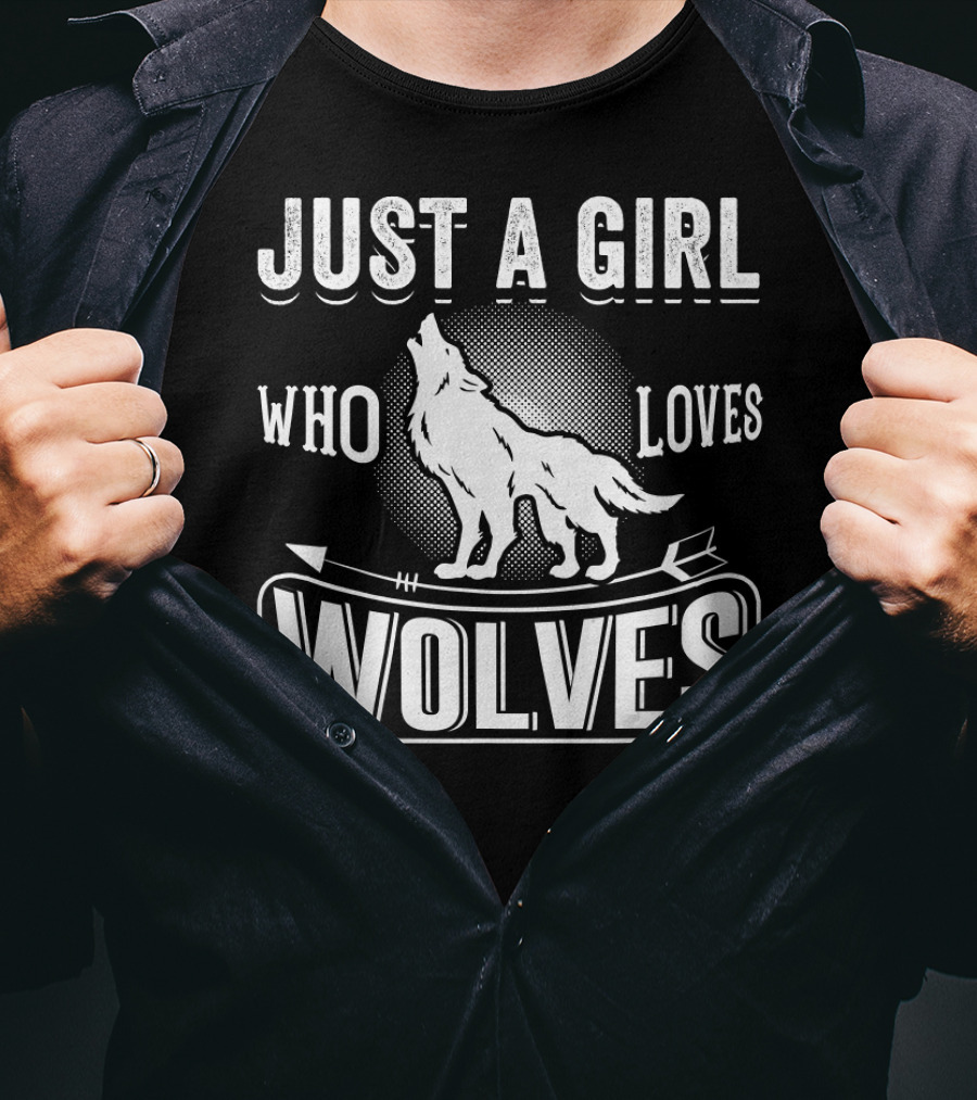 Just A Girl Who Loves Wolves Howling Wolf With Arrow T-Shirt