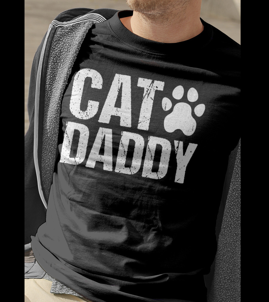 Cat Daddy Men's Funny Rad Dad Cat Paw T-Shirt