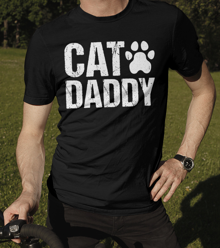 Cat Daddy Men's Funny Rad Dad Cat Paw T-Shirt
