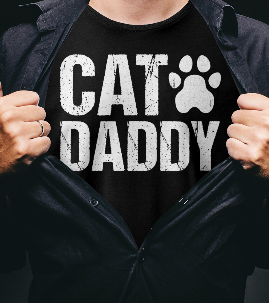 Cat Daddy Men's Funny Rad Dad Cat Paw T-Shirt