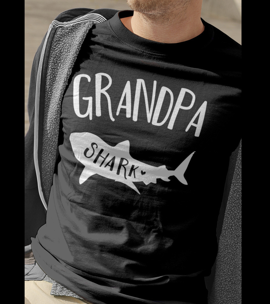 Grandpa Shark Doo Doo Playful Ocean Family Fun T-Shirt