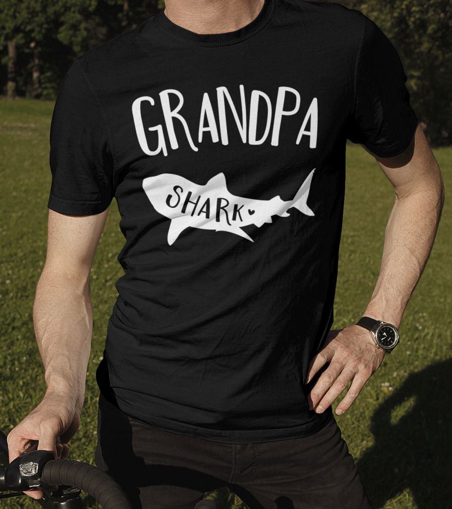 Grandpa Shark Doo Doo Playful Ocean Family Fun T-Shirt