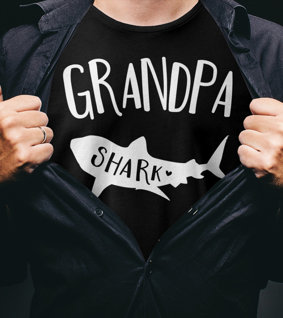 Grandpa Shark Doo Doo Playful Ocean Family Fun T-Shirt