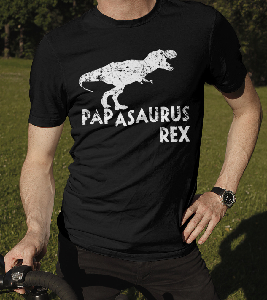 Mens Papasaurus Rex Funny Cute Dinosaur Father's Day T-Rex T-Shirt