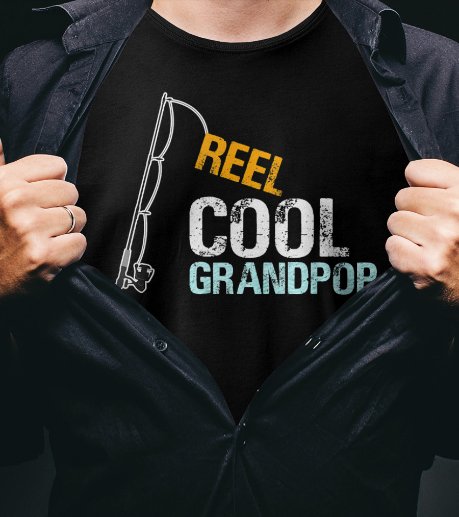 Mens Reel Cool Grandpop From Granddaughter Grandson Fishing Rod T-Shirt