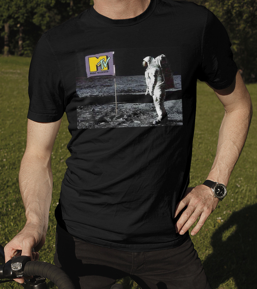 MTV Music Television Astronaut Planting Flag Man On The Moon T-Shirt