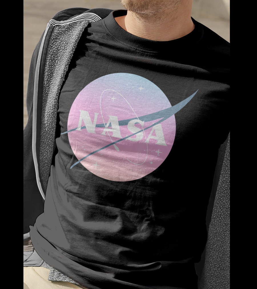 NASA Pastel Rainbow Space Logo Astronaut Outer Space Emblem T-Shirt