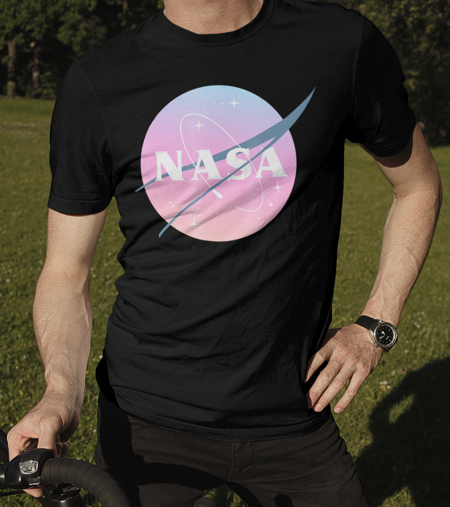 NASA Pastel Rainbow Space Logo Astronaut Outer Space Emblem T-Shirt