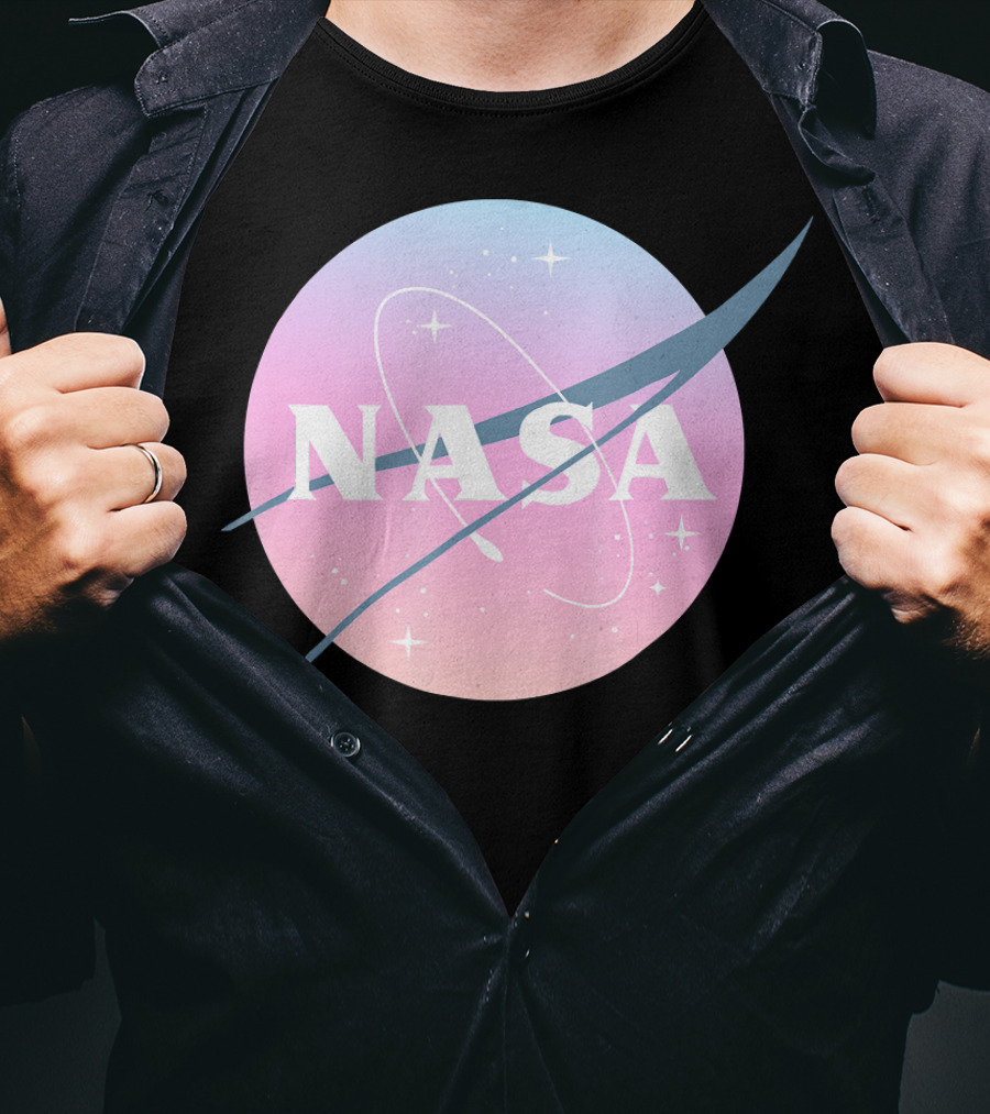 NASA Pastel Rainbow Space Logo Astronaut Outer Space Emblem T-Shirt