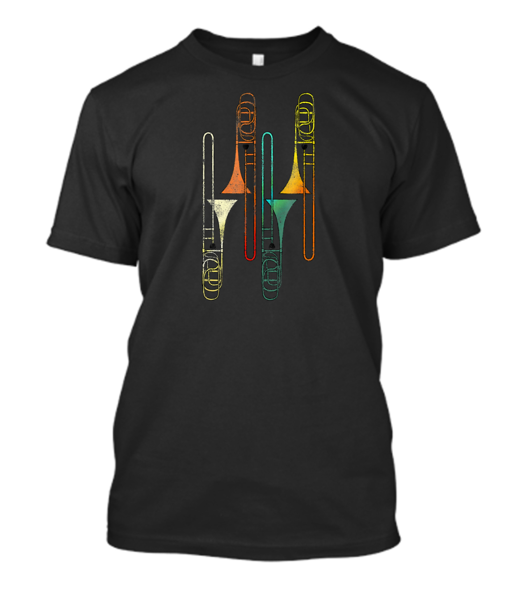 Retro Trombone Jazz Vibe Multicolor Musical Instruments T-Shirt