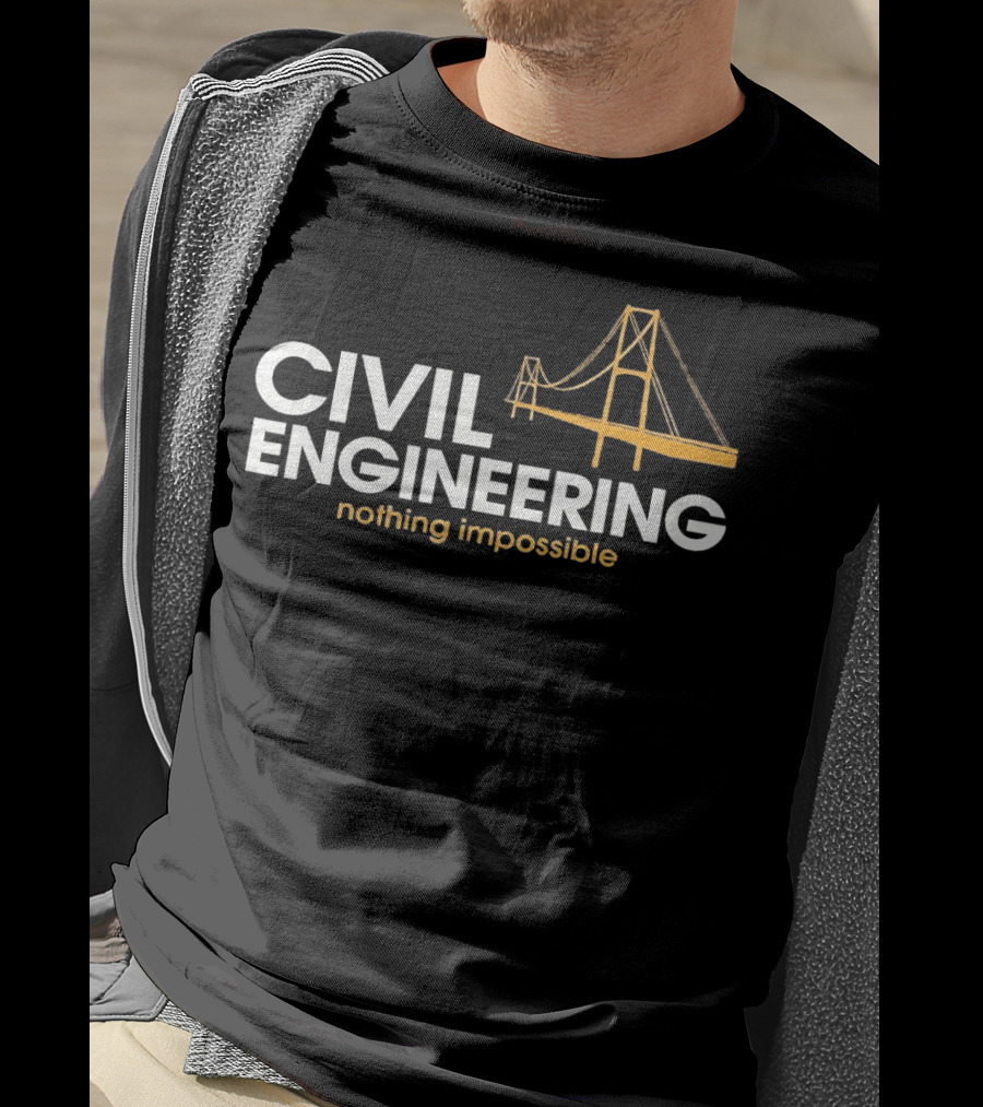 Civil Engineering Nothing Impossible Bridge Retro Vintage T-Shirt