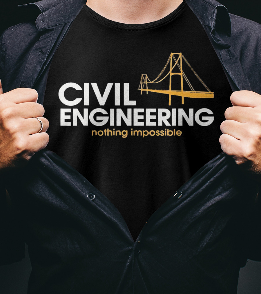 Civil Engineering Nothing Impossible Bridge Retro Vintage T-Shirt