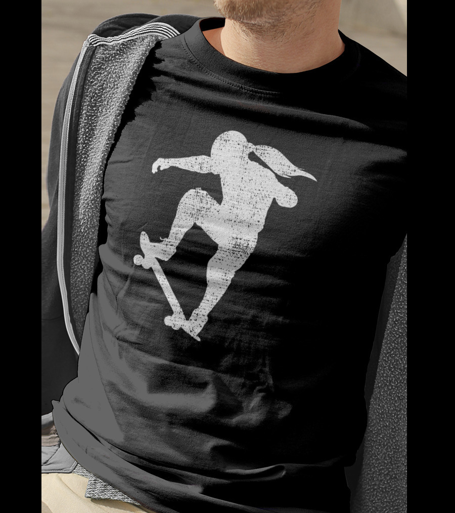 Skater Girl Skateboard Skateboarder Silhouette Riding Skateboard T-Shirt