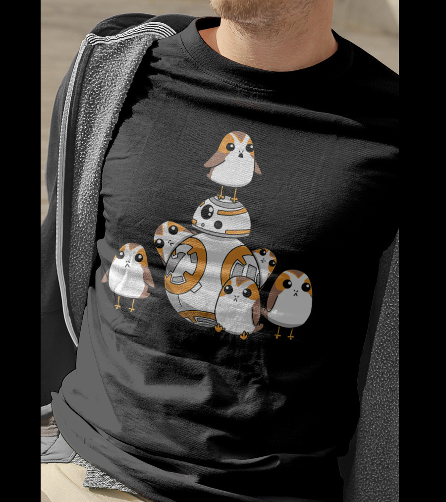 Porgs Playing Around BB-8 From Star Wars T-Shirt