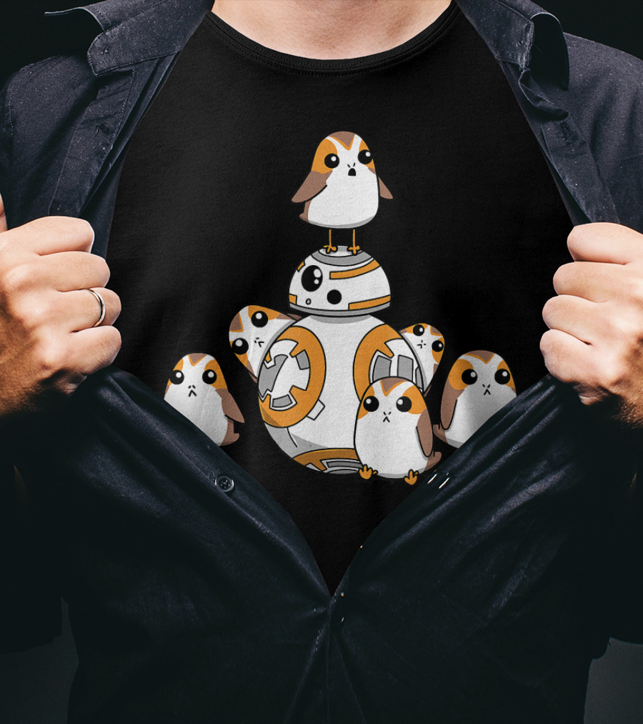 Porgs Playing Around BB-8 From Star Wars T-Shirt